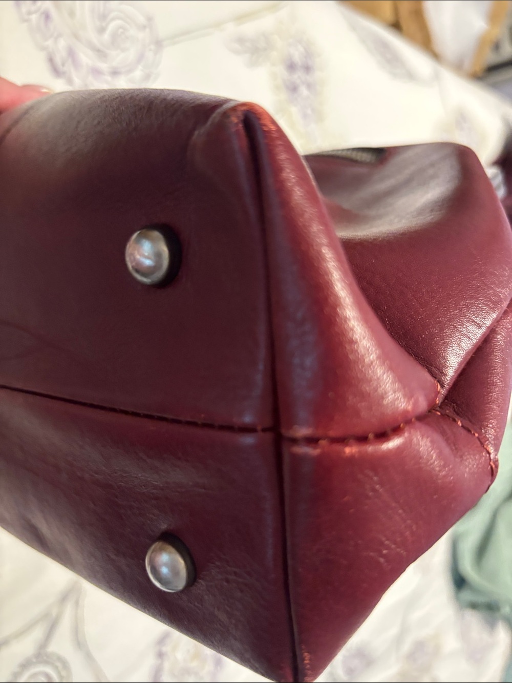 Patricia Nash  Floral Embossed Leather Shoulder Bag - Burgundy - Picture 13 of 16